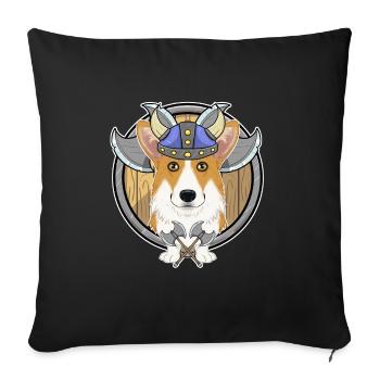 Welsh Corgi I Valhalla I Viking - Sofa pillowcase 17,3'' x 17,3'' (45 x 45 cm) - black - Front