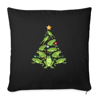Frösche Weihnachtsbaum Lustiges Tier Liebe Frosch - Sofakissenbezug 45 x 45 cm - Schwarz - Vorne