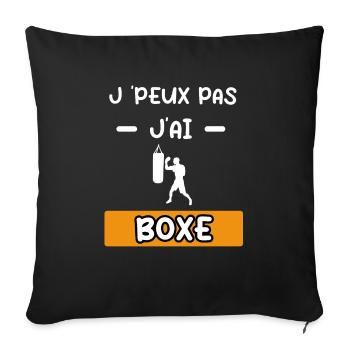 je peux pas j'ai boxe cadeau boxe - Housse de coussin décorative 45 x 45 cm - noir - Devant
