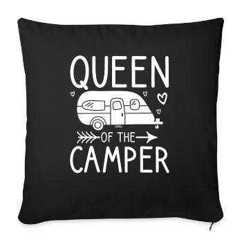 Queen of Camper Camping Caravan Outdoor Camping - Sofa pillowcase 17,3'' x 17,3'' (45 x 45 cm) - black - Front