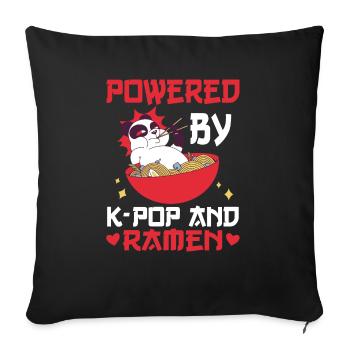 Powered by K-Pop and Ramen Korean Music - Sofa pillowcase 17,3'' x 17,3'' (45 x 45 cm) - black - Front