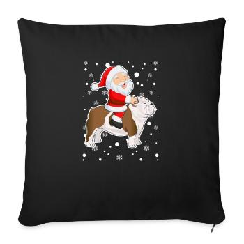 Santa Riding English Bulldog Christmas PJs - Sofa pillowcase 17,3'' x 17,3'' (45 x 45 cm) - black - Front