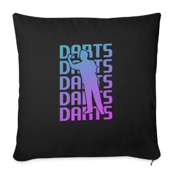 Joueur de fléchettes classique rétro vintage - Housse de coussin décorative 45 x 45 cm - noir - Devant