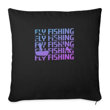 Retro Vintage Classic Fly Fishing Fisherman - Sofa pillowcase 17,3'' x 17,3'' (45 x 45 cm) - black - Front