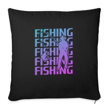 Retro Vintage Classic Fishing Fisherman - Sofa pillowcase 17,3'' x 17,3'' (45 x 45 cm) - black - Front