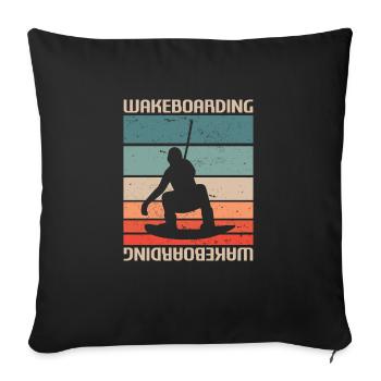 Rétro Vintage Classic Longborading Wakeboard - Housse de coussin décorative 45 x 45 cm - noir - Devant