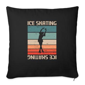 Patineur sur glace rétro vintage classique - Housse de coussin décorative 45 x 45 cm - noir - Devant
