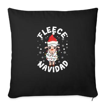Polaire Feliz Navidad Alpaga Lama Joyeux Noël - Housse de coussin décorative 45 x 45 cm - noir - Devant