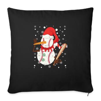 Baseball Player Snowman Bullets Snow Christmas - Sofa pillowcase 17,3'' x 17,3'' (45 x 45 cm) - black - Front