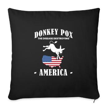 Donkey Pox Amerika Flagge Shirt - Sofakissenbezug 45 x 45 cm - Schwarz - Vorne