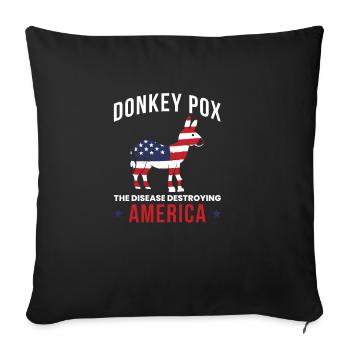 Donkey Pox Amerika Flagge Shirt - Sofakissenbezug 45 x 45 cm - Schwarz - Vorne