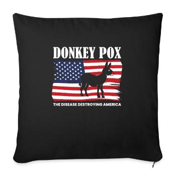 Donkey Pox Amerika Flagge Shirt - Sofakissenbezug 45 x 45 cm - Schwarz - Vorne