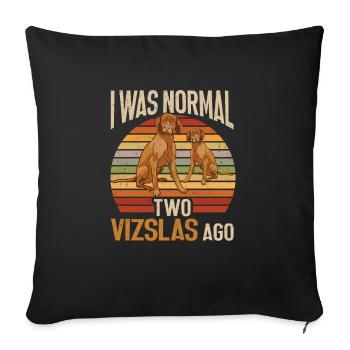 Vizsla Ich war vor zwei Vizslas normal - Sofakissenbezug 45 x 45 cm - Schwarz - Vorne