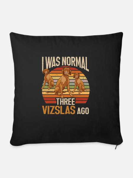 Vizsla Retro Vor drei Vizslas war ich normal - Sofakissenbezug 45 x 45 cm - Schwarz
