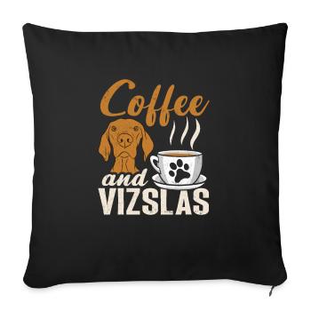 Coffee and Vizslas Hungarian Vizsla - Sofa pillowcase 17,3'' x 17,3'' (45 x 45 cm) - black - Front
