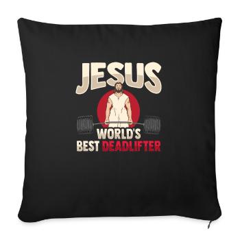 Jesus Weightlifter - Sofa pillowcase 17,3'' x 17,3'' (45 x 45 cm) - black - Front