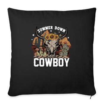 Western Rodeo Cow Head Flowers Cowboy Cow Girl USA - Sofa pillowcase 17,3'' x 17,3'' (45 x 45 cm) - black - Front