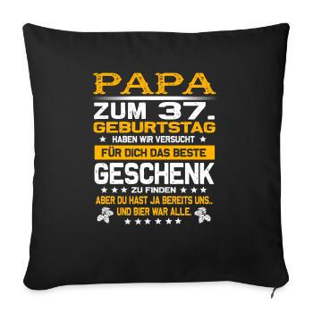 Zum 37. Geburtstag lustiges Bier Spruch - Sofakissenbezug 45 x 45 cm - Schwarz - Vorne