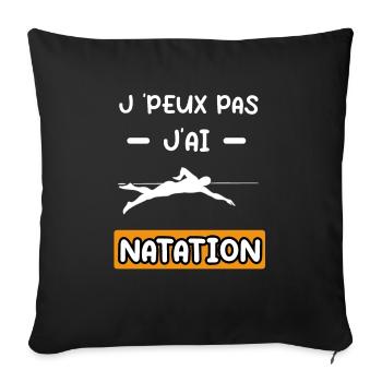 je peux pas j'ai natation nageur cadeau natation - Housse de coussin décorative 45 x 45 cm - noir - Devant