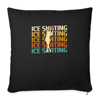Patineur sur glace rétro vintage classique - Housse de coussin décorative 45 x 45 cm - noir - Devant