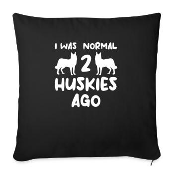 J’étais normal il y a 2 huskies husky sibérien - Housse de coussin décorative 45 x 45 cm - noir - Devant