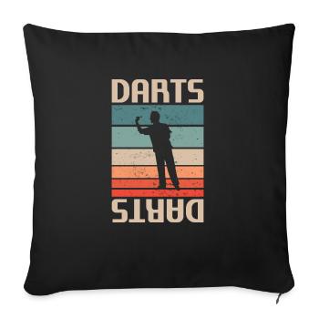 Joueur de fléchettes classique rétro vintage - Housse de coussin décorative 45 x 45 cm - noir - Devant