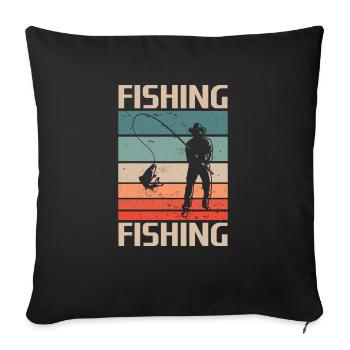 Retro Vintage Classic Fishing Fisherman - Sofa pillowcase 17,3'' x 17,3'' (45 x 45 cm) - black - Front