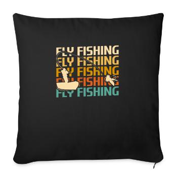 Retro Vintage Classic Fly Fishing Fisherman - Sofa pillowcase 17,3'' x 17,3'' (45 x 45 cm) - black - Front