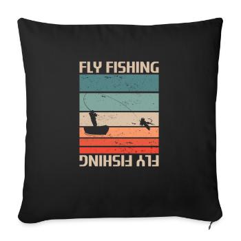 Retro Vintage Classic Fly Fishing Fisherman - Sofa pillowcase 17,3'' x 17,3'' (45 x 45 cm) - black - Front