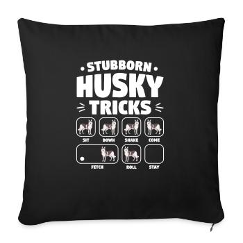 Stubborn Husky Tricks Drôles de Huskies - Housse de coussin décorative 45 x 45 cm - noir - Devant