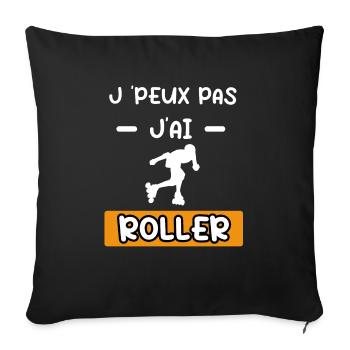 je peux pas j'ai roller cadeau roller - Housse de coussin décorative 45 x 45 cm - noir - Devant