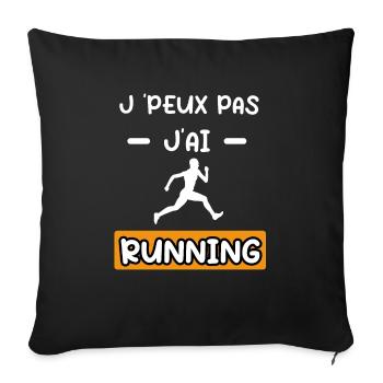 je peux pas j'ai running courir cadeau running - Housse de coussin décorative 45 x 45 cm - noir - Devant