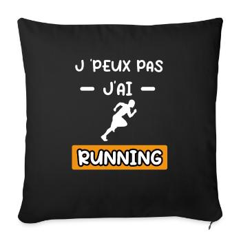 je peux pas j'ai running cadeau running - Housse de coussin décorative 45 x 45 cm - noir - Devant