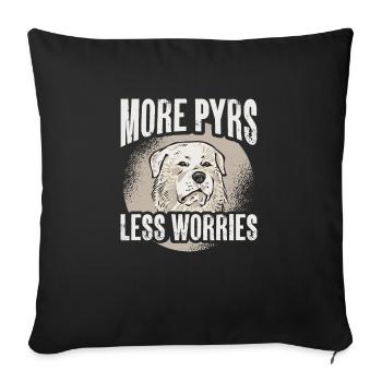 Plus de Pyrénées moins de soucis Grandes Pyrénées - Housse de coussin décorative 45 x 45 cm - noir - Devant