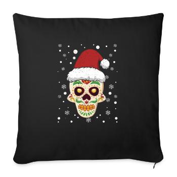 Sugar Skull Santa Claus Hut Funny Christmas - Sofa pillowcase 17,3'' x 17,3'' (45 x 45 cm) - black - Front