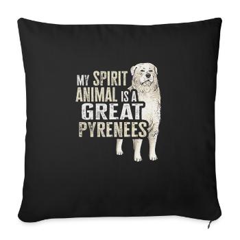 Mon animal d’âme est un Grand Pyrénées - Housse de coussin décorative 45 x 45 cm - noir - Devant