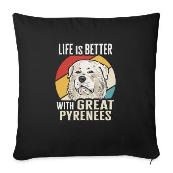 La vie est meilleure avec une Grande Pyrénées - Housse de coussin décorative 45 x 45 cm - noir - Devant