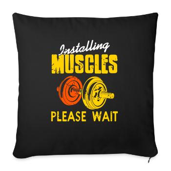 Installing Muscles Please Wait Funny Retro Fitness - Sofa pillowcase 17,3'' x 17,3'' (45 x 45 cm) - black - Front