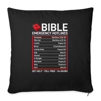 Bible Emergency Numbers Funny Christ Bible & Jesus - Sofa pillowcase 17,3'' x 17,3'' (45 x 45 cm) - black - Front