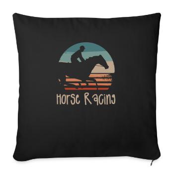 Retro Vintage Classic Horse Racing Equestrian - Sofakissenbezug 45 x 45 cm - Schwarz - Vorne