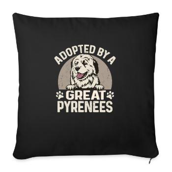 Grand Chien des Pyrénées, adopté par un Grand Py - Housse de coussin décorative 45 x 45 cm - noir - Devant