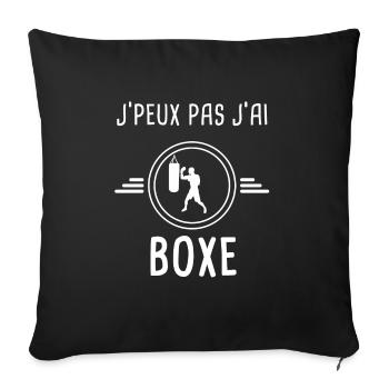 boxe je peux pas j'ai boxe boxeur - Housse de coussin décorative 45 x 45 cm - noir - Devant