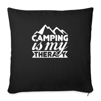 Camping is my therapy - Sofa pillowcase 17,3'' x 17,3'' (45 x 45 cm) - black - Front