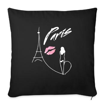 One Line Drawing Mrs. Eiffel Tower Paris Kussmund - Sofa pillowcase 17,3'' x 17,3'' (45 x 45 cm) - black - Front