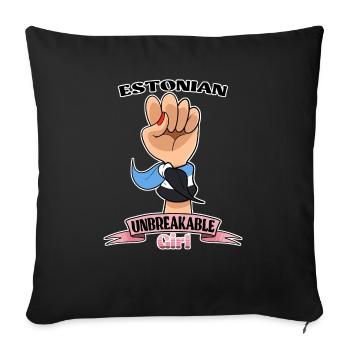 Fille estonienne incassable I Héritage estonien I - Housse de coussin décorative 45 x 45 cm - noir - Devant