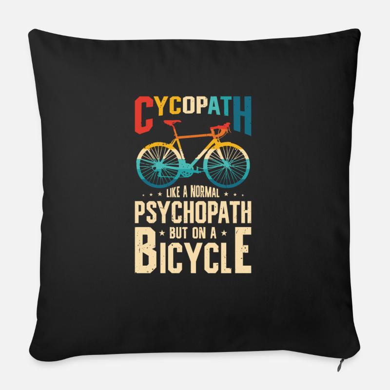 Drôles de cyclistes Cyclistes Vélo Vélo Montagne - Housse de coussin décorative 45 x 45 cm - noir