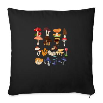 Mushroom Mycology Fungi Foraging Mushroom - Sofa pillowcase 17,3'' x 17,3'' (45 x 45 cm) - black - Front