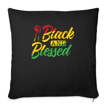 Black And Blessed Black History Month Melanin - Sofa pillowcase 17,3'' x 17,3'' (45 x 45 cm) - black - Front