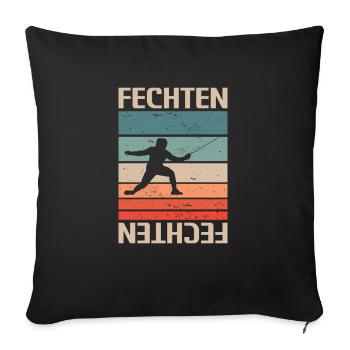 Retro Vintage Classic Fencing Fencer - Sofakissenbezug 45 x 45 cm - Schwarz - Vorne