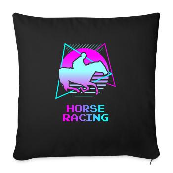 Rétro Vintage Classic Horse Racing Équestre - Housse de coussin décorative 45 x 45 cm - noir - Devant